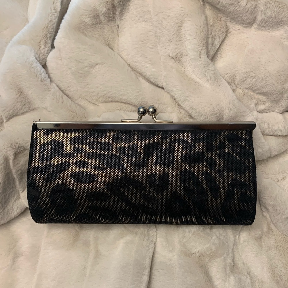 Black Leopard Clutch